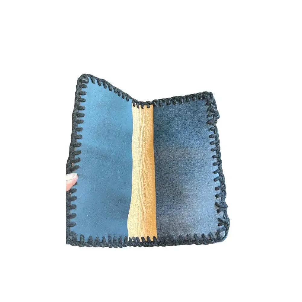 Vintage Leather Bifold Wallet Western Flowers Cowhide Lining Made In Mexico